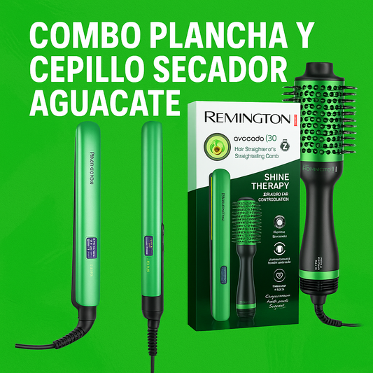 COMBO CEPILLO SECADOR + PLANCHA AGUACATE